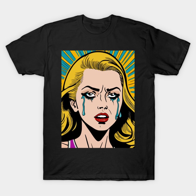 pop art crying girl T-Shirt by Tezatoons